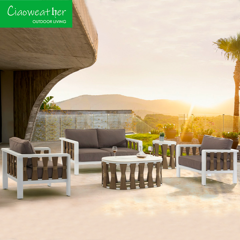 Customized Color Rattan Wicker Garden Outdoor Aluminum Patio Furniture Sofa Set for Furniture