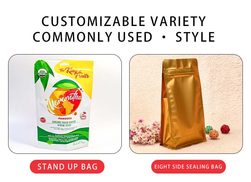 Custom Smell Proof Food Bag Stuffed Food Aluminum Foil Stand Up Pouch with Zipper